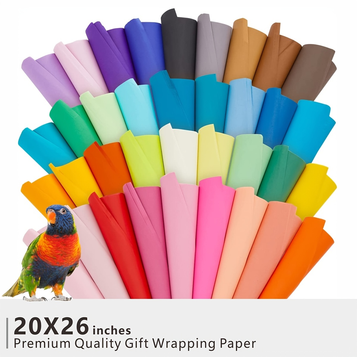 PMLAND 100 Sheets Premium Quality Gift Wrapping Tissue Paper - 20 Assorted  Colors - 26 Inches x 20 Inches
