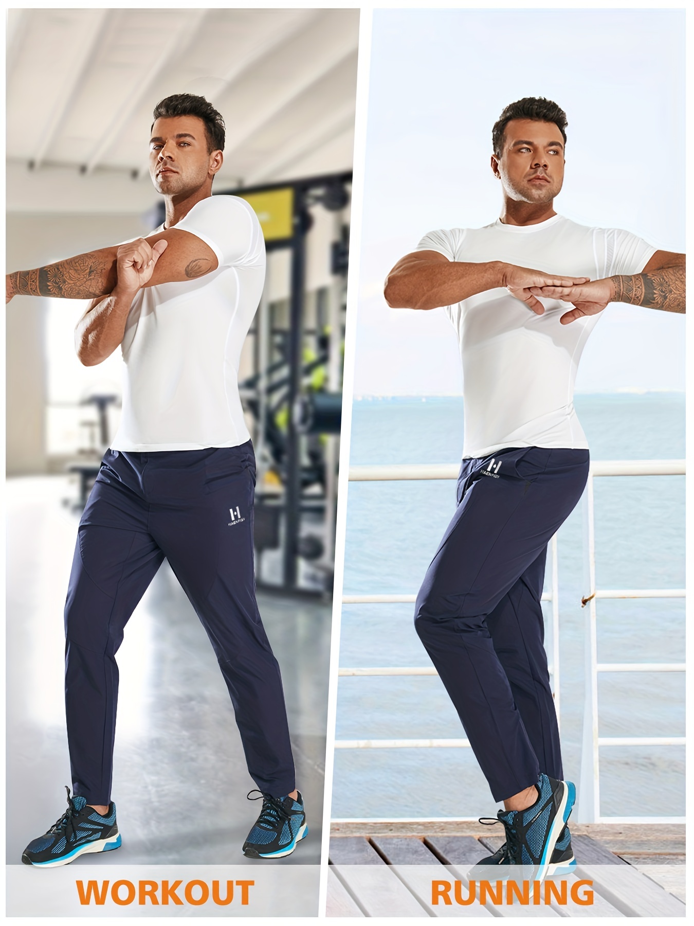 BASUDAM Men's Athletic Pants Thin Lightweight Quick Dry Zipper