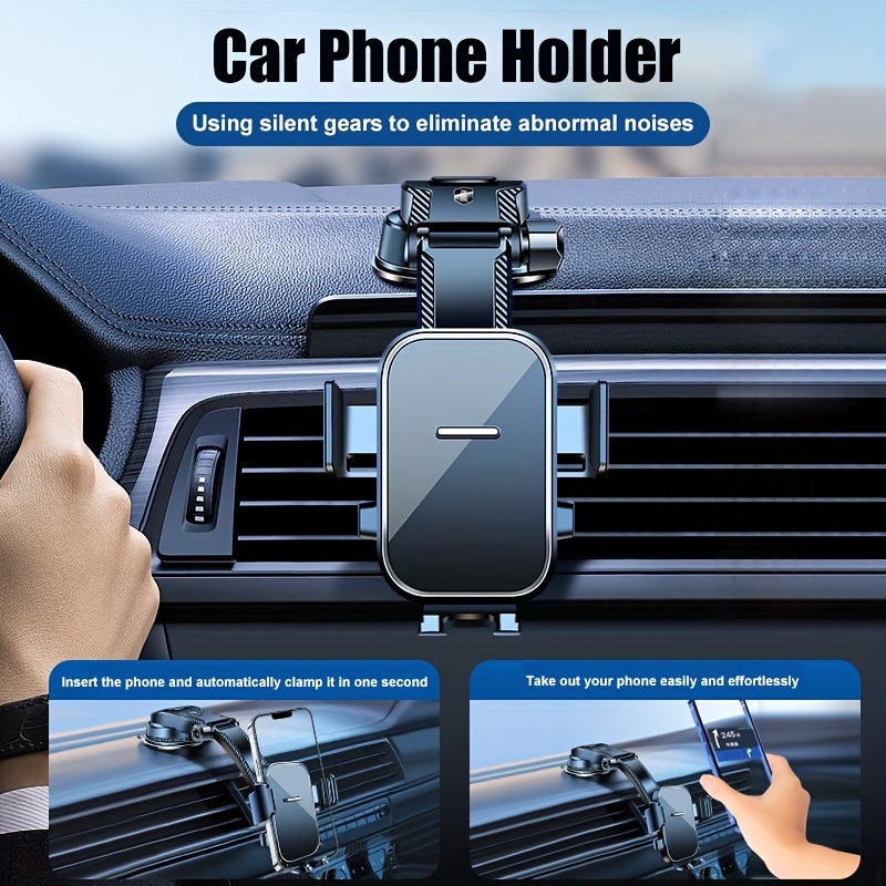 ® support téléphone voiture, porte téléphone voiture pour tableau de  bord/pare-brise rotation à 360°, support téléphone ventouse avec bras régl