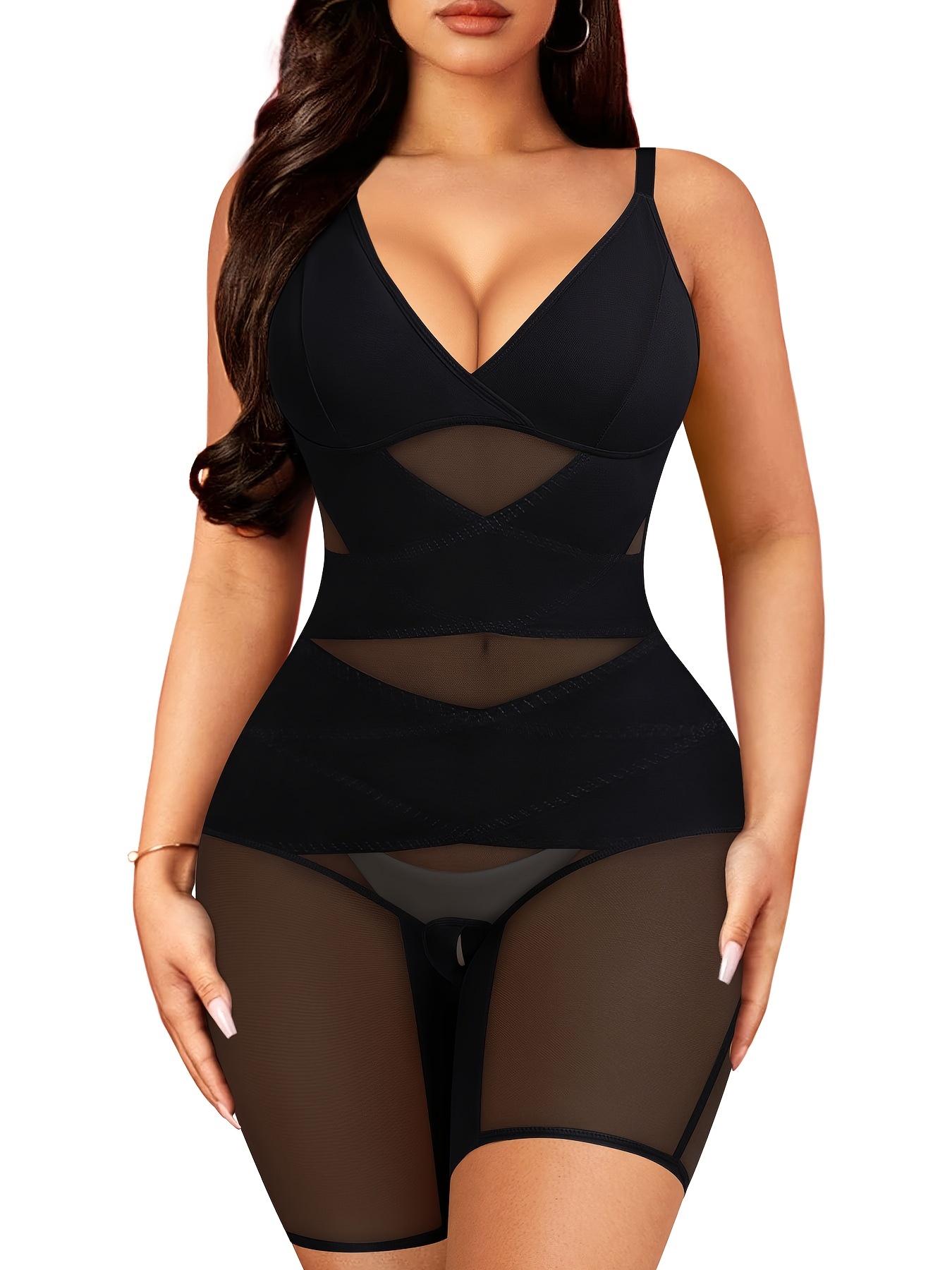 Contrast Lace Shaping Bodysuit Tummy Control Butt Lifting - Temu