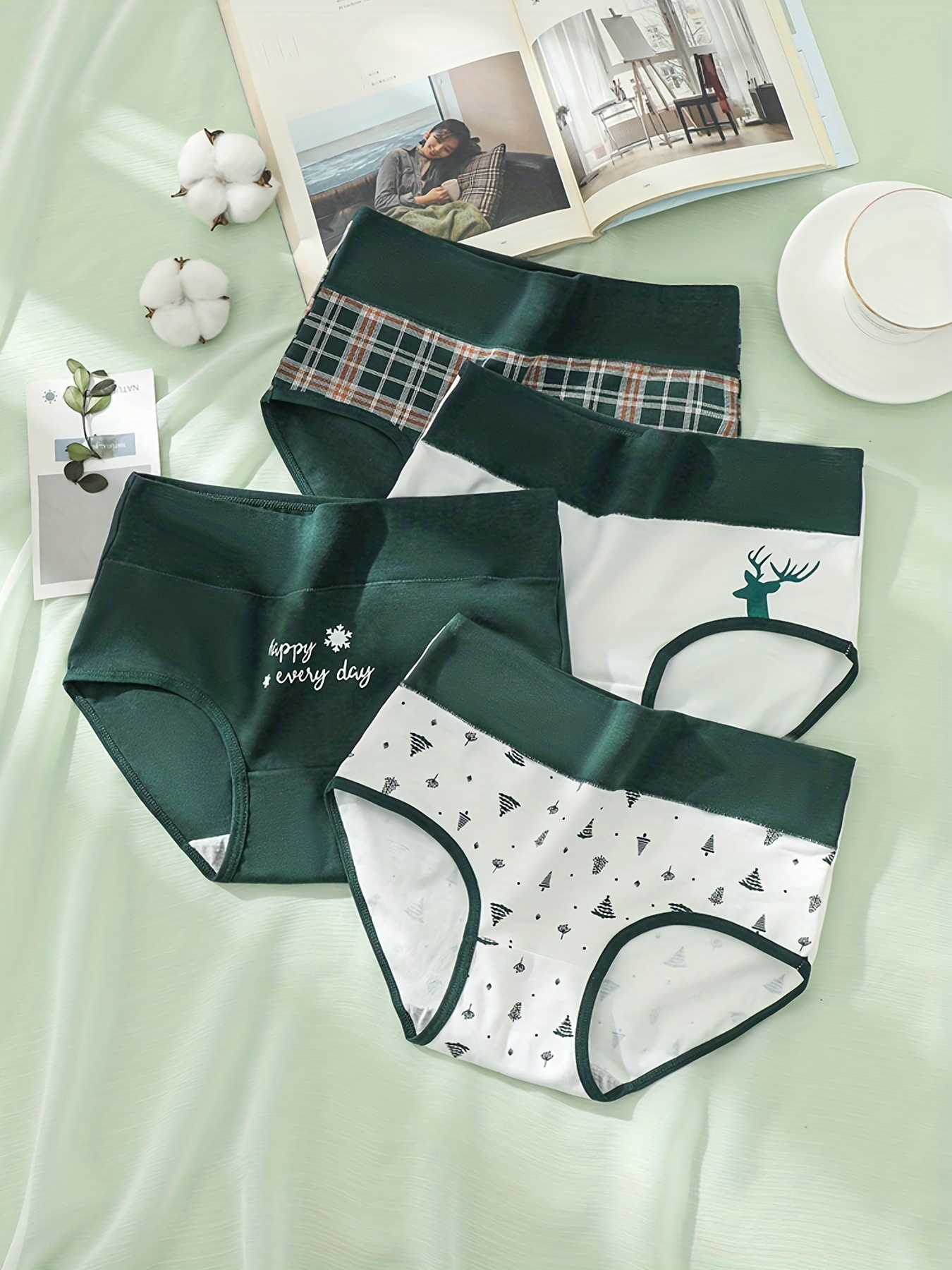 Women's Lingerie Christmas Underwear Santa Claus Print Hipster Panties  Knickers