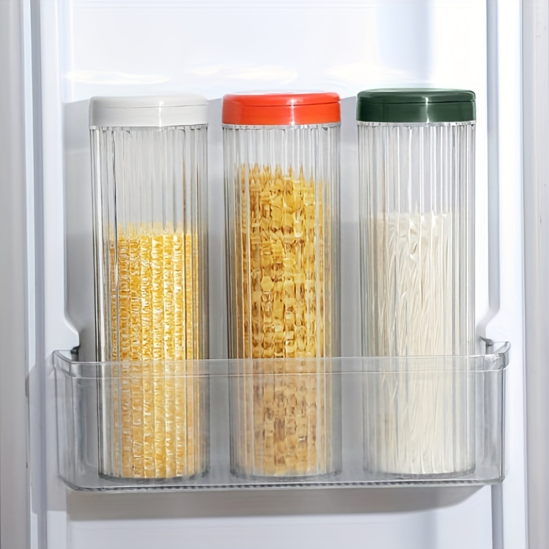 Clear Vertical Striped Food Storage Containers With Lids - Airtight,  Moisture-proof, And Fresh-keeping - Perfect For Cereal, Rice, Pasta, Spice,  And Nuts - Plastic Food Preservation Tank For Home Kitchen Supplies - Temu