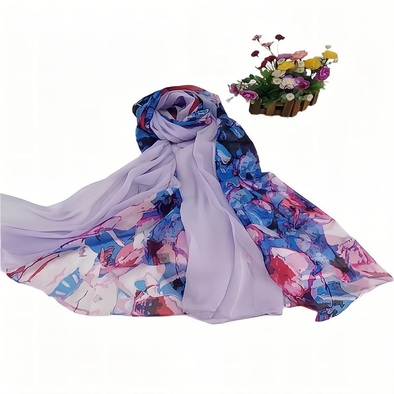 Silk Ladies Sun Protection Shawl Warm Printed Scarf