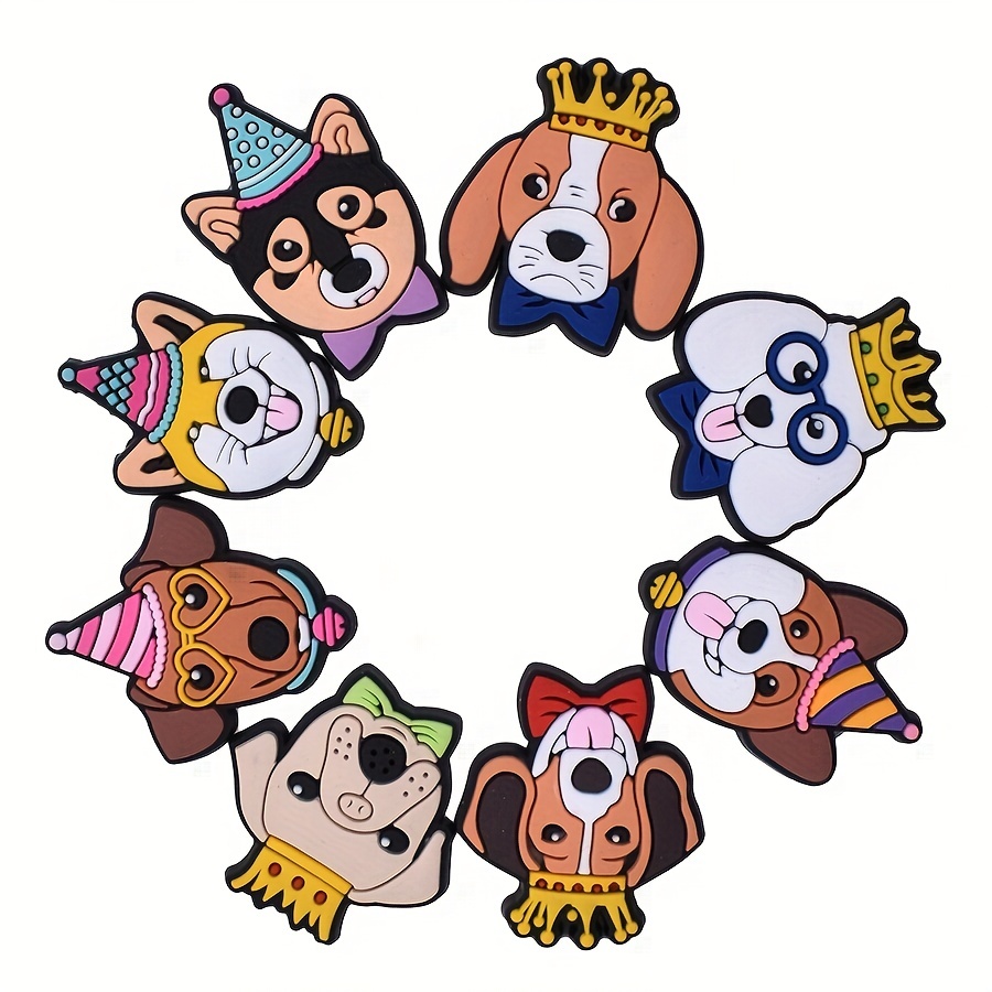 16pcs Dog Pattern Shoe Charms Para Clogs Jibts Bubble Slides