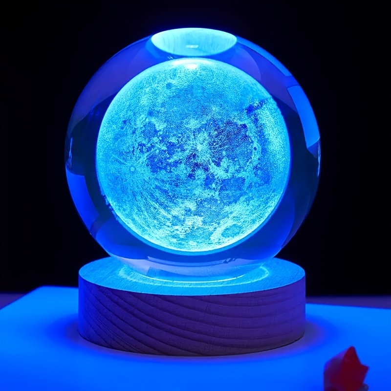3D Crystal Ball Moon Planet Globe Table Lamp USB LED Night Light Home Decor  Gift