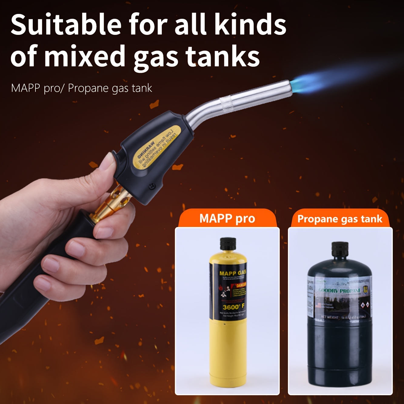 1pc Propane Torch With Hose 3.6ft, Mapp Gas Torch Self Ignition Trigger,  Welding Gas Torch For Brazing, Soldering, Havc, Jewelry, Heating, Plumbing  - Tools & Home Improvement - Temu