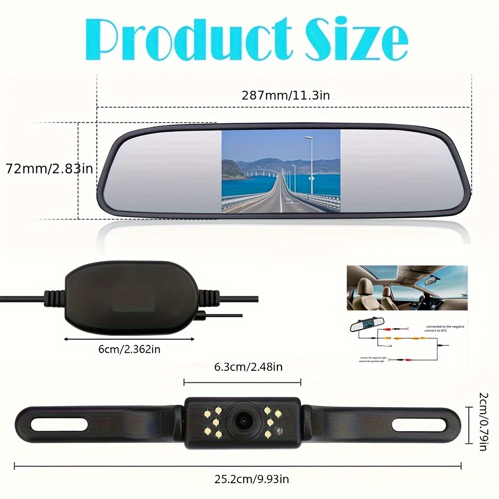 Wireless Car Monitor Backup Camera Rear View Hd Parking - Temu