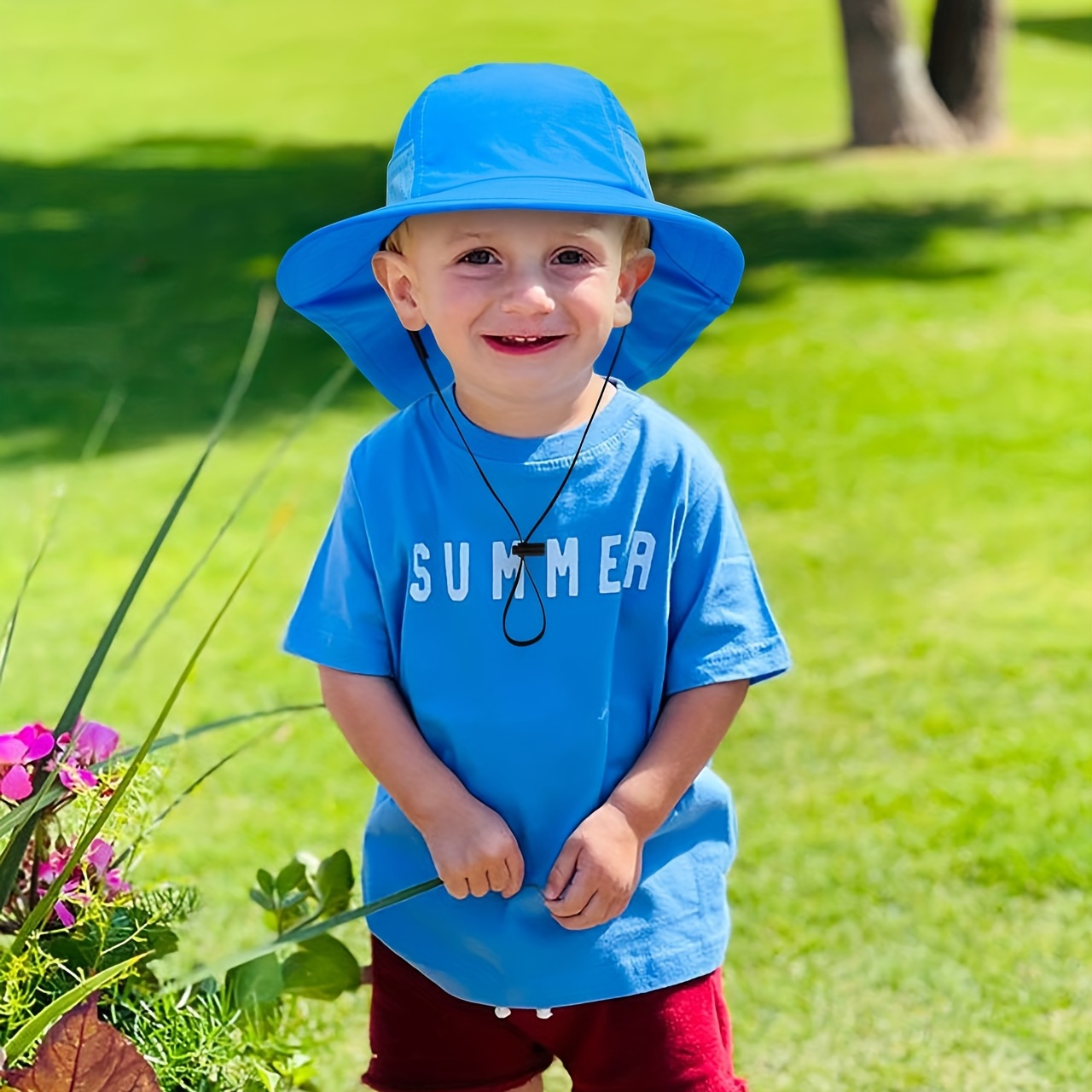 Childrens Sun Protection Hat Summer Baby Kids Beach Shawl Hat Uv Protection  Neck Large Brim Hat Trend Drawstring Bucket Hat - Sports & Outdoors - Temu