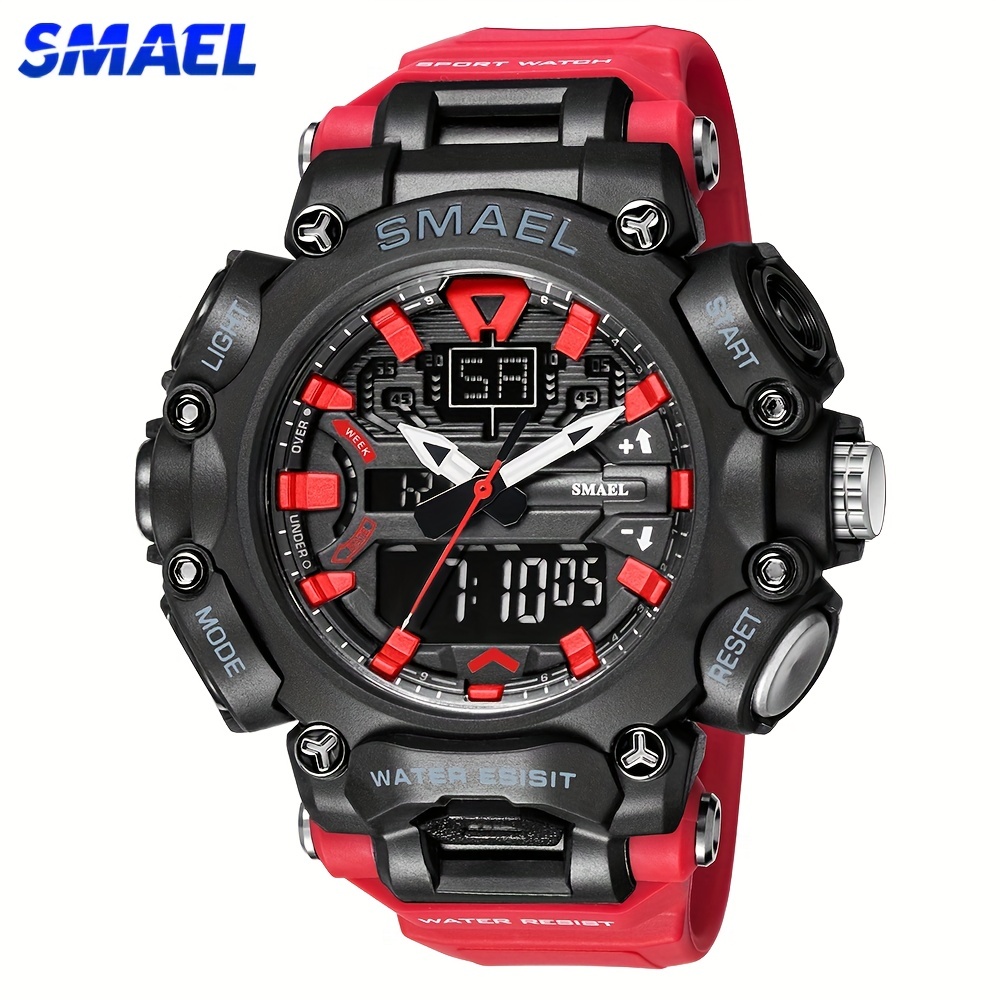 SMAEL-relojes deportivos Reloj Blanco para hombre, pulsera multifunción,  resistente al agua, Digital, militar, para exteriores