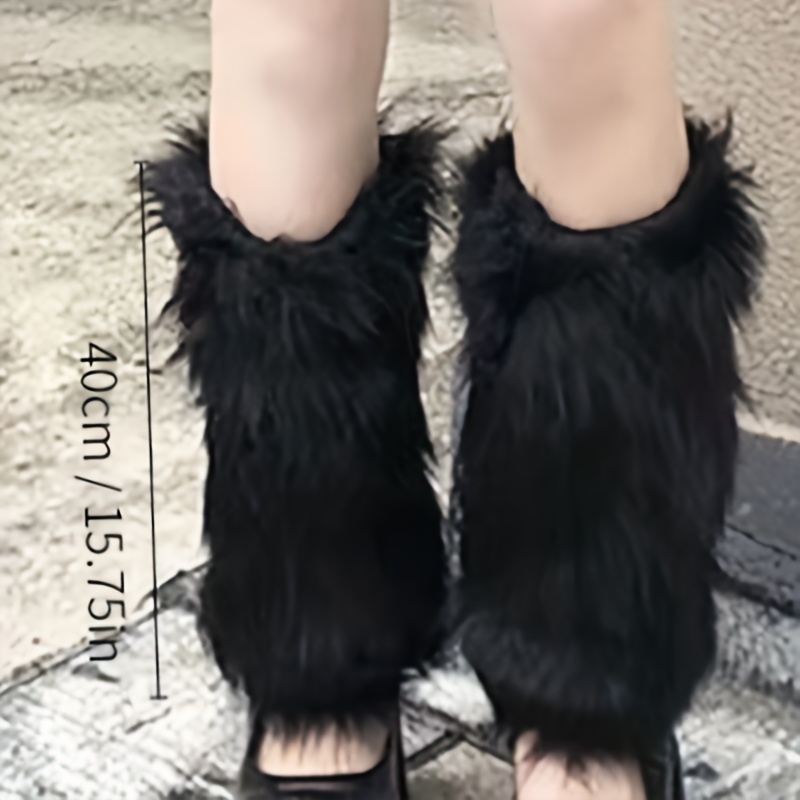 Black Cat Faux Fur Leg Warmers