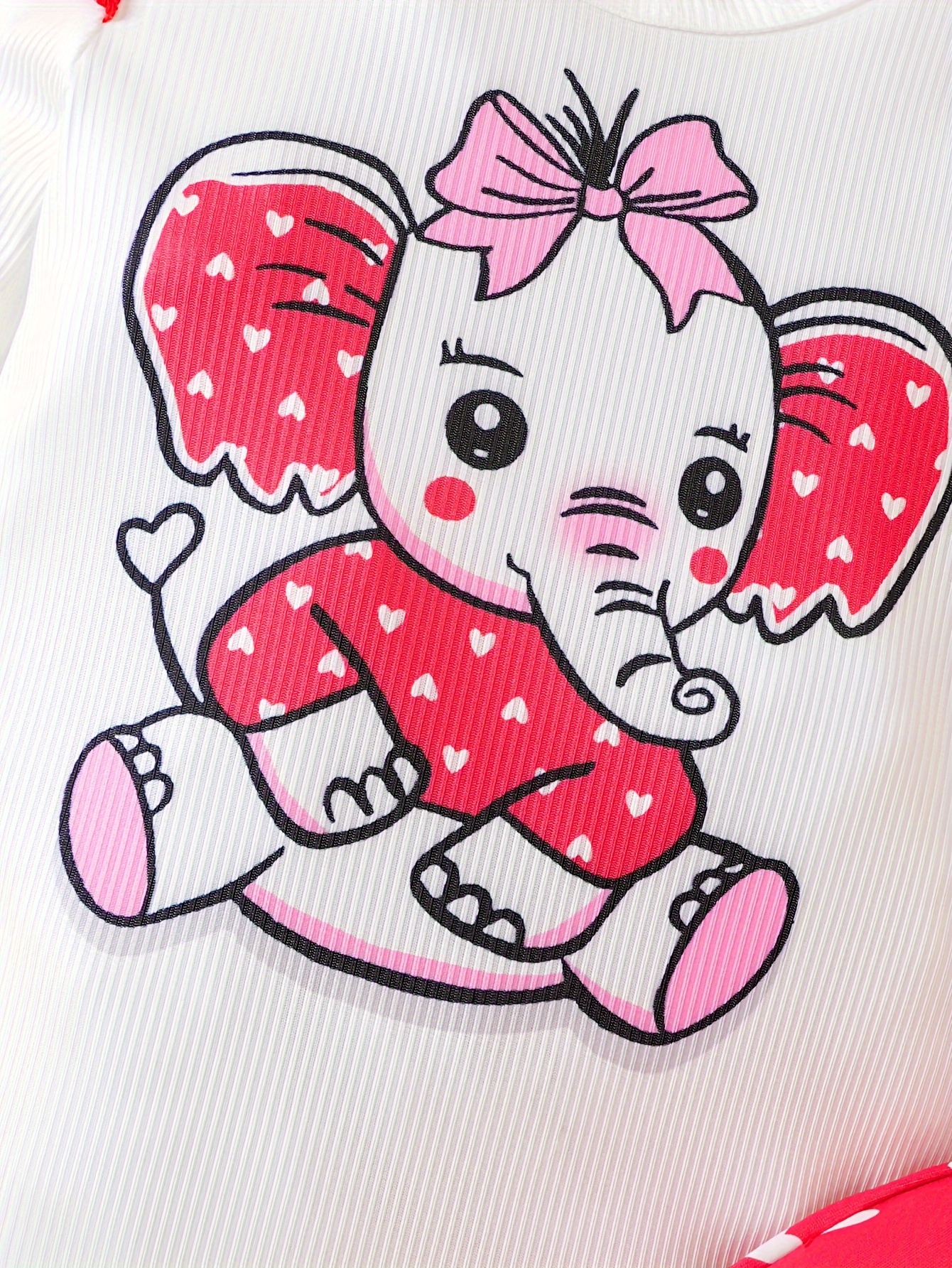 2pcs Elephant Applique Striped Long-sleeve Baby Set