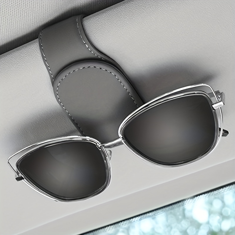 Car Visor Sunglass Holder Magnetic Pu Leather Glasses - Temu