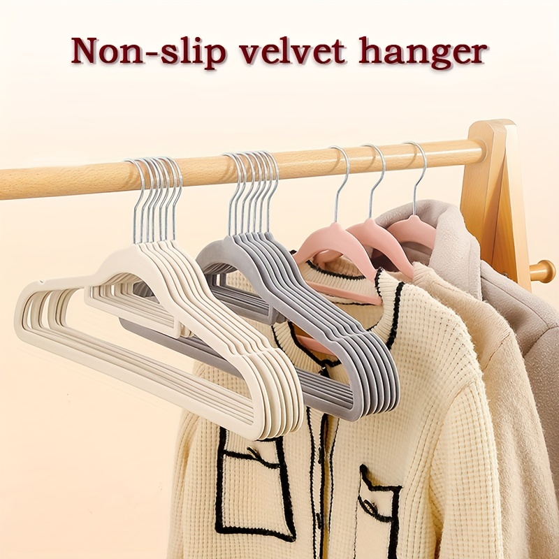 New Clothes Coat Velvet Hangers Non Slip Luxury Flocked Trouser Skirt  Hanger Closet Storage Hook Clothes Hangers For Adults - Temu