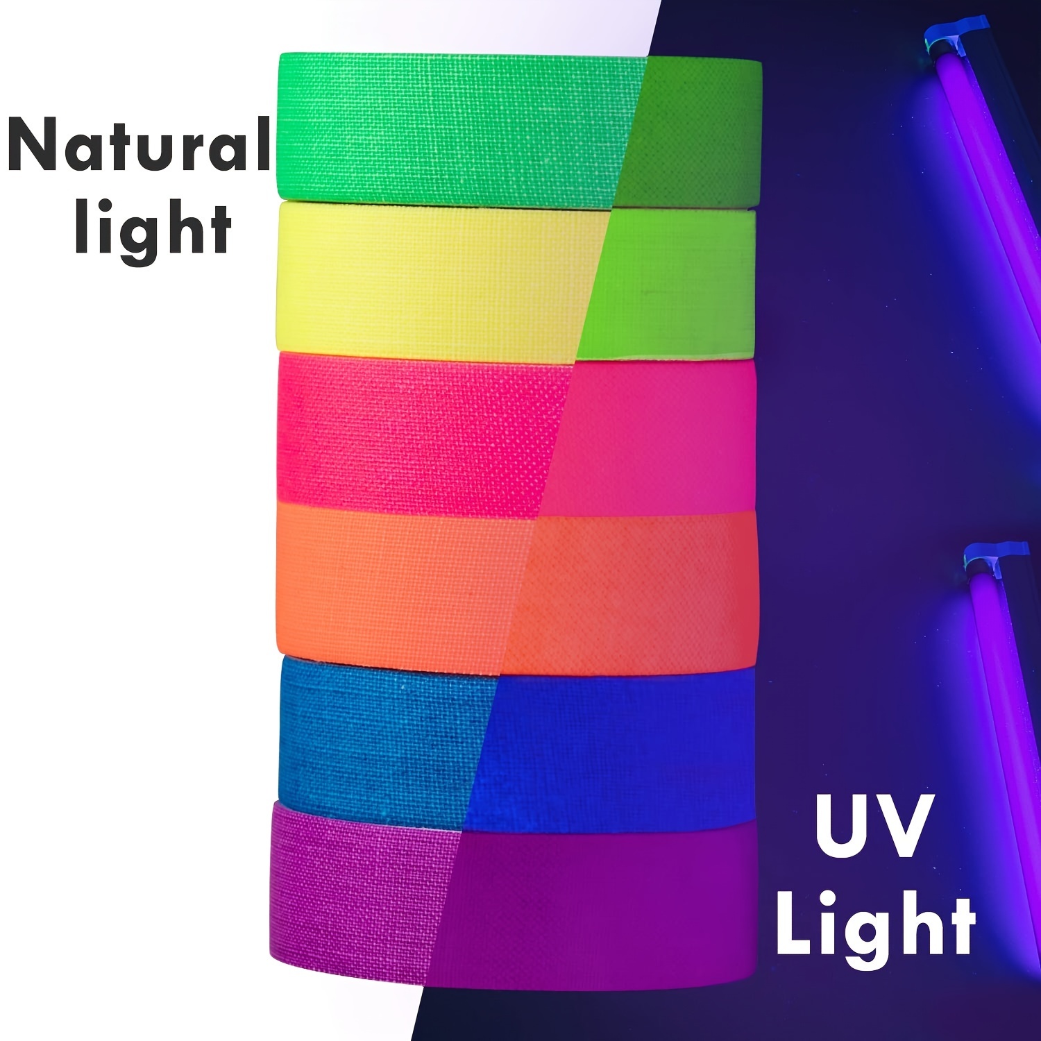  UV Black Light Tape (0.5 x 20 ft (5 Rolls) – Glows Brighter  and Lasts Longer – Non-Toxic, Pet-Friendly, Residue-Free – Safe for Walls  and Floors – Perfect for Parties (UV