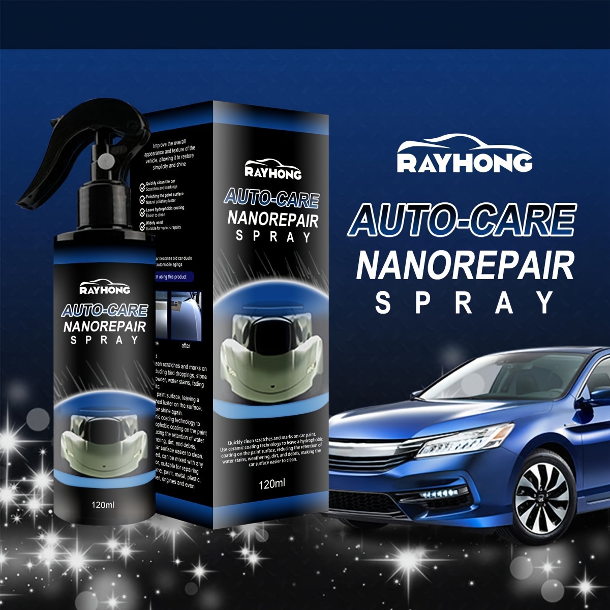 Car Nano Scratch Repairing Spray, Super Hydrophobic Glass Anti-Oxidation  Liquid Ceramic Coating for Car Body Scratch Polish, 120ml
