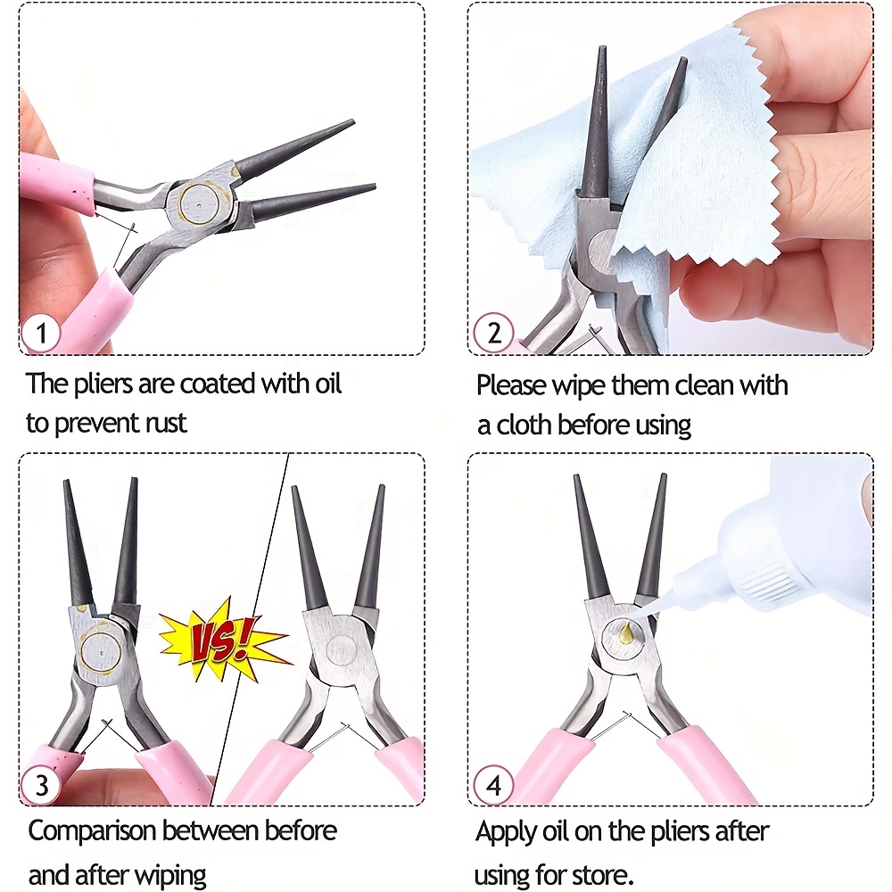 5 Pack Jewelry Pliers Set - Wire Cutter, Round Nose, Needle Nose