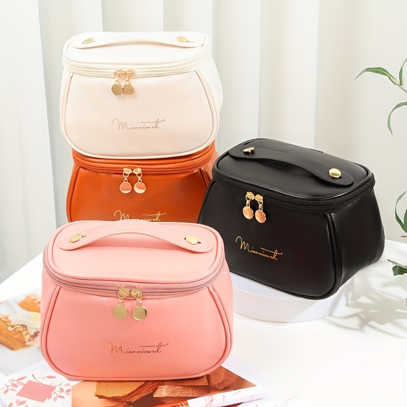 Large Capacity Travel Cosmetic Bag Makeup Organizer with Handle Zipper