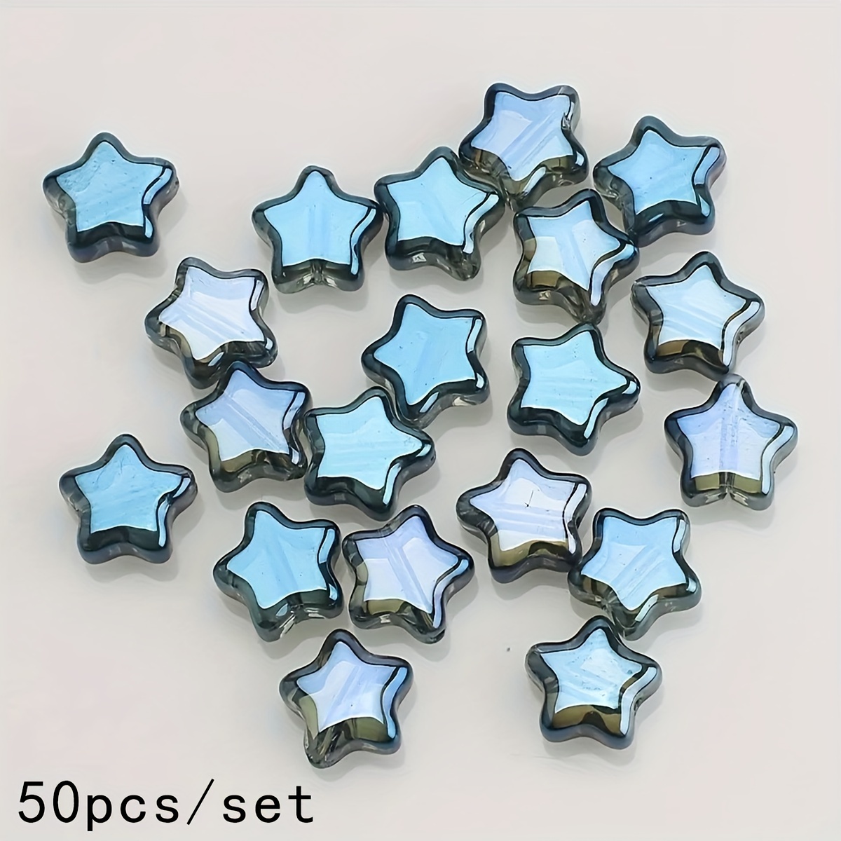 50pcs/set Frosted Pentagram Crystal Beads Loose Beads Glass Beads Plated AB  Spacer Beads For Jewelry Making DIY Bracelets