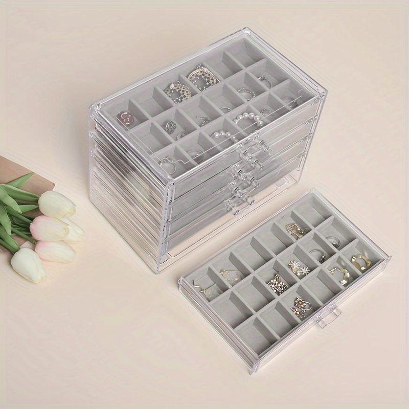 Beads Storage Box Grids Desktop Jewelry Transparent Drawer - Temu