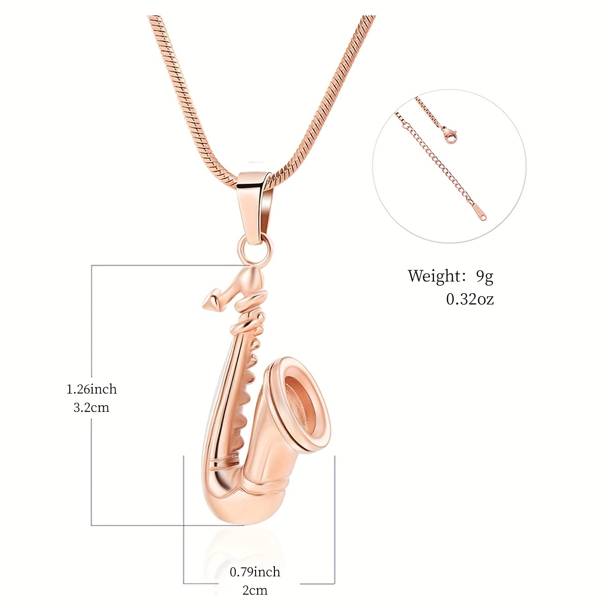Customizable Saxophone Pendant Necklace for Memorials