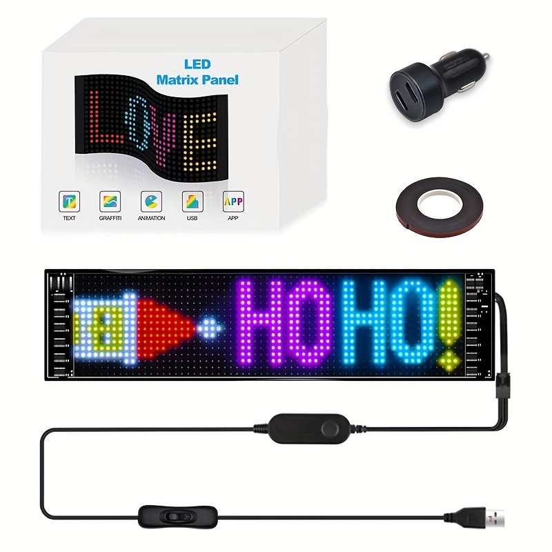 LED Matrix Pixel Panel Bluetooth APP USB 5V Flexible Addressable RGB  Pattern Graffiti Scrolling Text Animation Display Car Shop