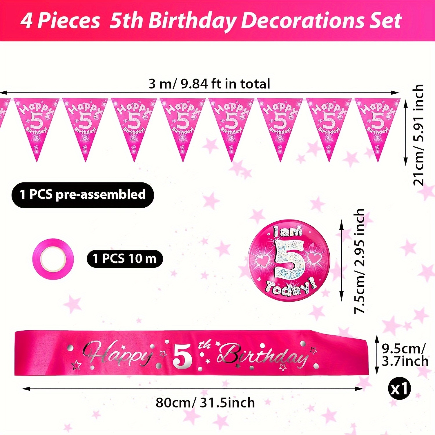 1 Set Decorazioni Quinta Rosa Rosa Compleanno Include - Temu Italy