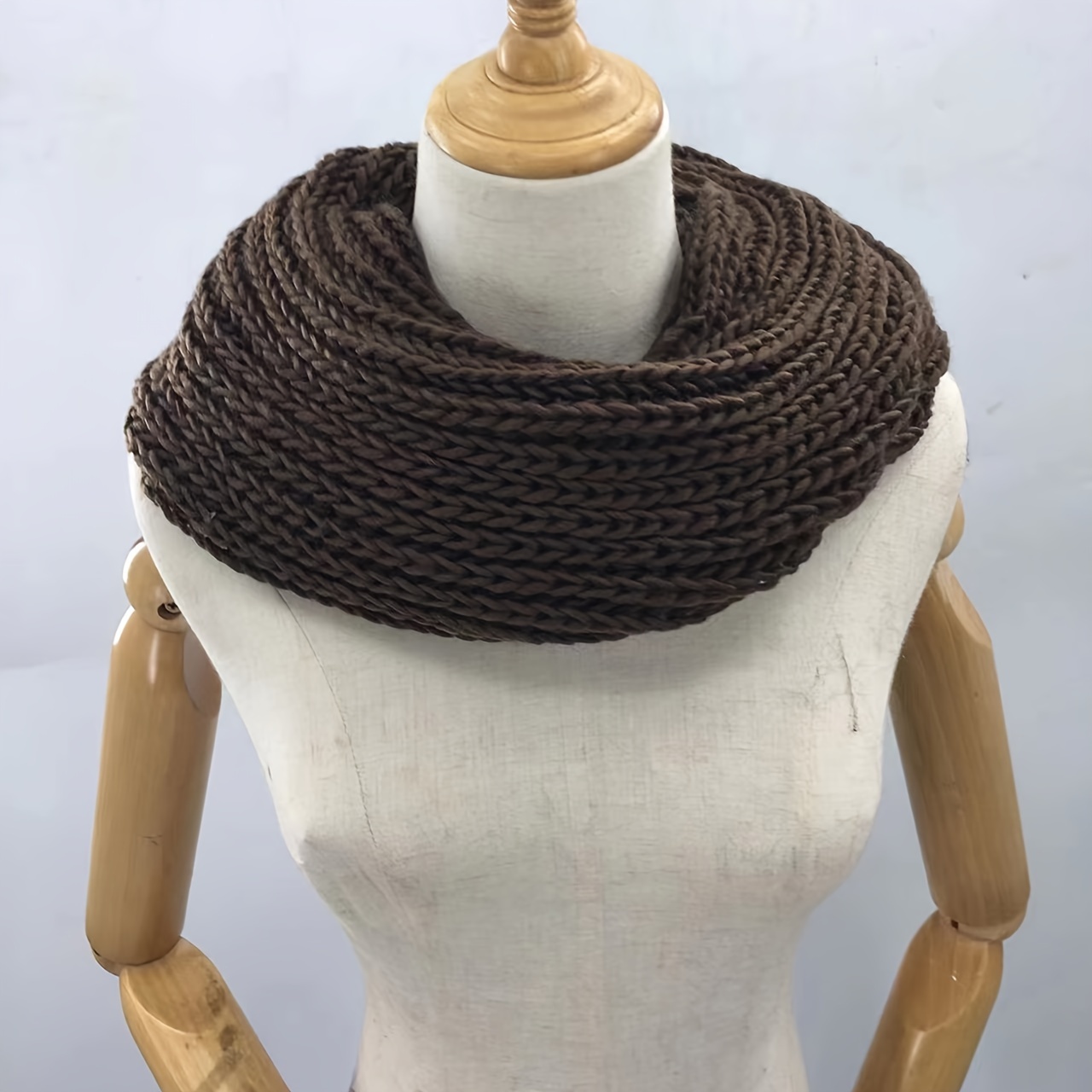 Solid Color Knit Infinity Scarf Simple Elegant Pullover - Temu Canada