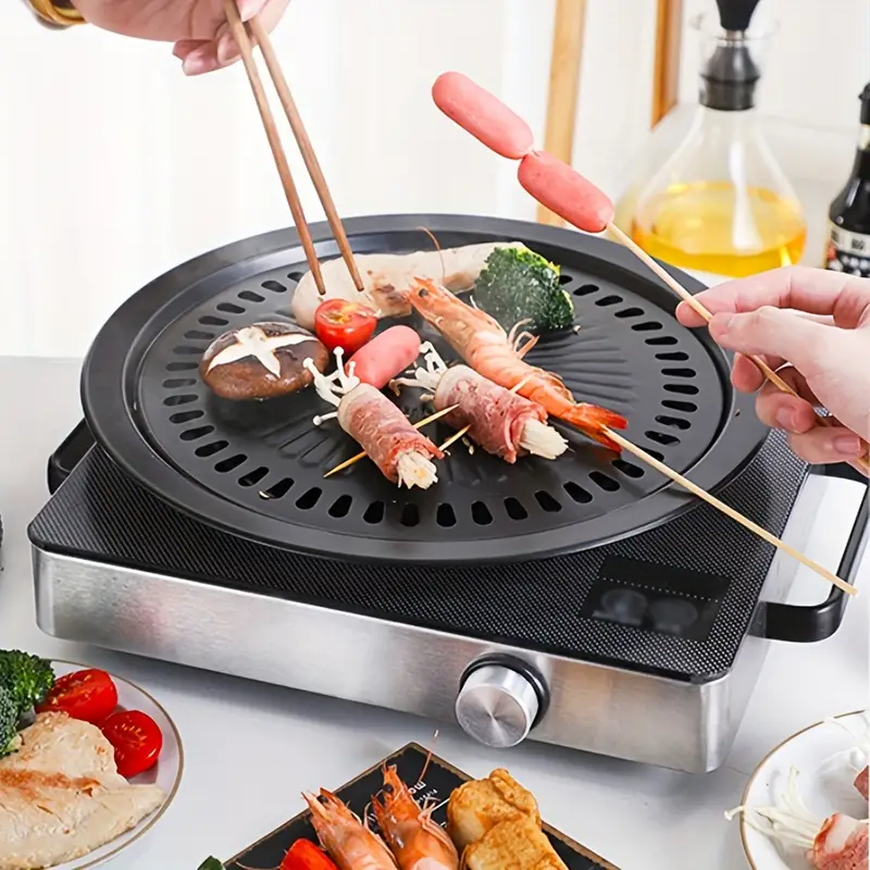 Bbq Grill Pan, Stovetop Bbq Non-stick Round Barbecue Grill Pan, Smokeless  Barbecue Plate For Indoor Outdoor Grilling, Stove Top Grill Pan, Stovetop Indoor  Bbq Pan - Temu Bahrain