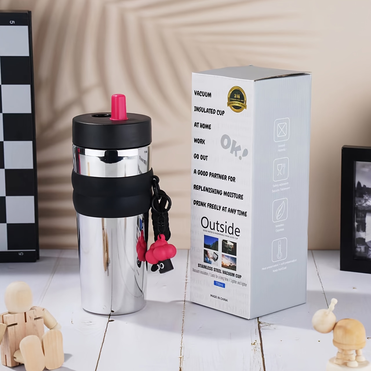 316 Stainless Steel 710ml Gradient Vacuum Water Cup Portable Coffee Cup