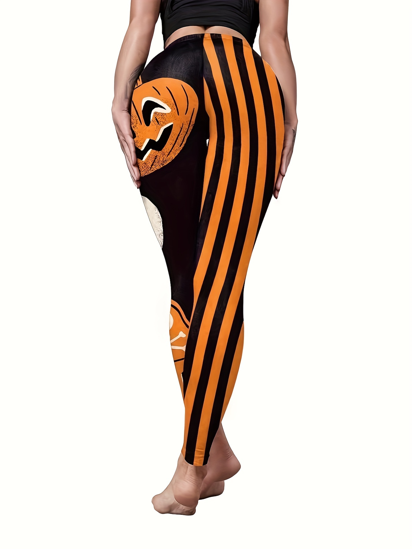 Womens Casual Leggings Halloween Print Stretchy Tight Pants