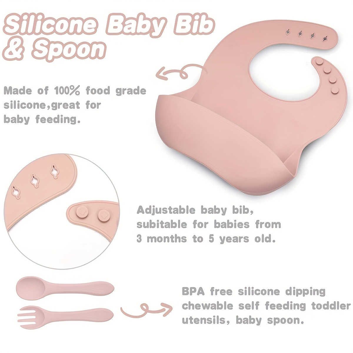 Baby Silicone Spoon Fork Set 100% Food Grade Silicone & BPA-Free