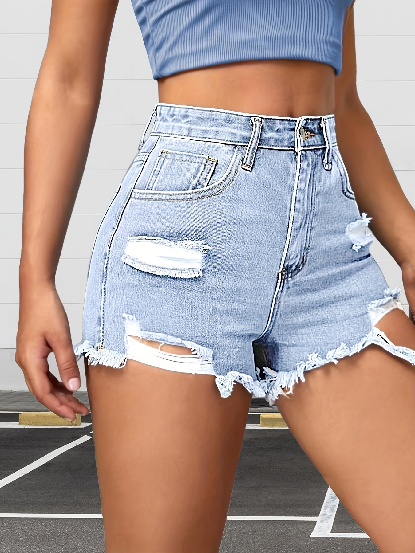 Summer Pants Mini Jeans Low Short Denim Hole Ripped Pants 2023