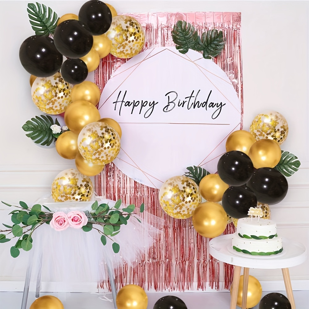 Globos de cumpleaños de 40 años negros y dorados, decoraciones de  cumpleaños 40 para hombres y mujeres, globos de látex con confeti de 40  años