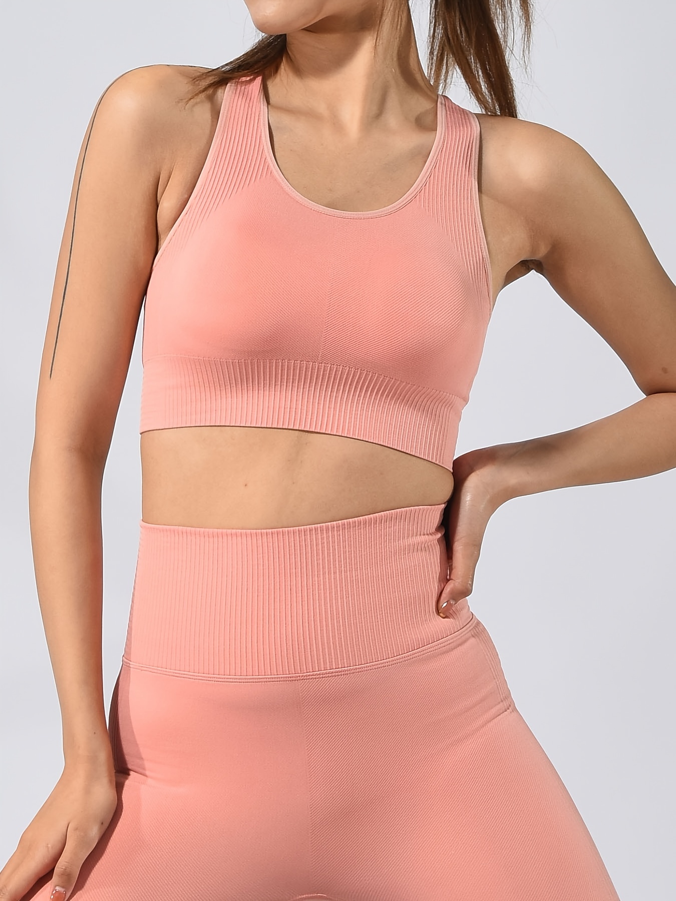 Comfortable and Supportive Double Strap Sports Bra with Seamless Design and  Chest Pad for Women's Running, Yoga, and Activewear