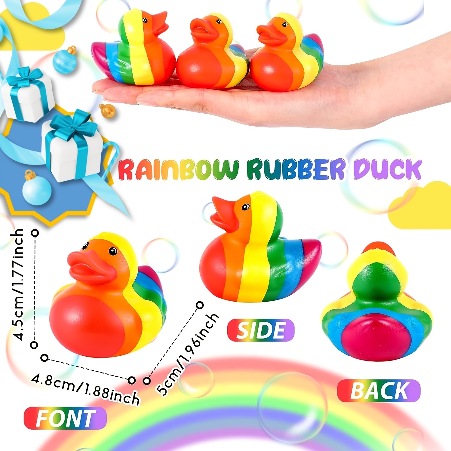 12 Pcs Mini Rubber Ducks and 12 Pcs Rubber Frogs Squeak and Float Mini Ducks  Rubber