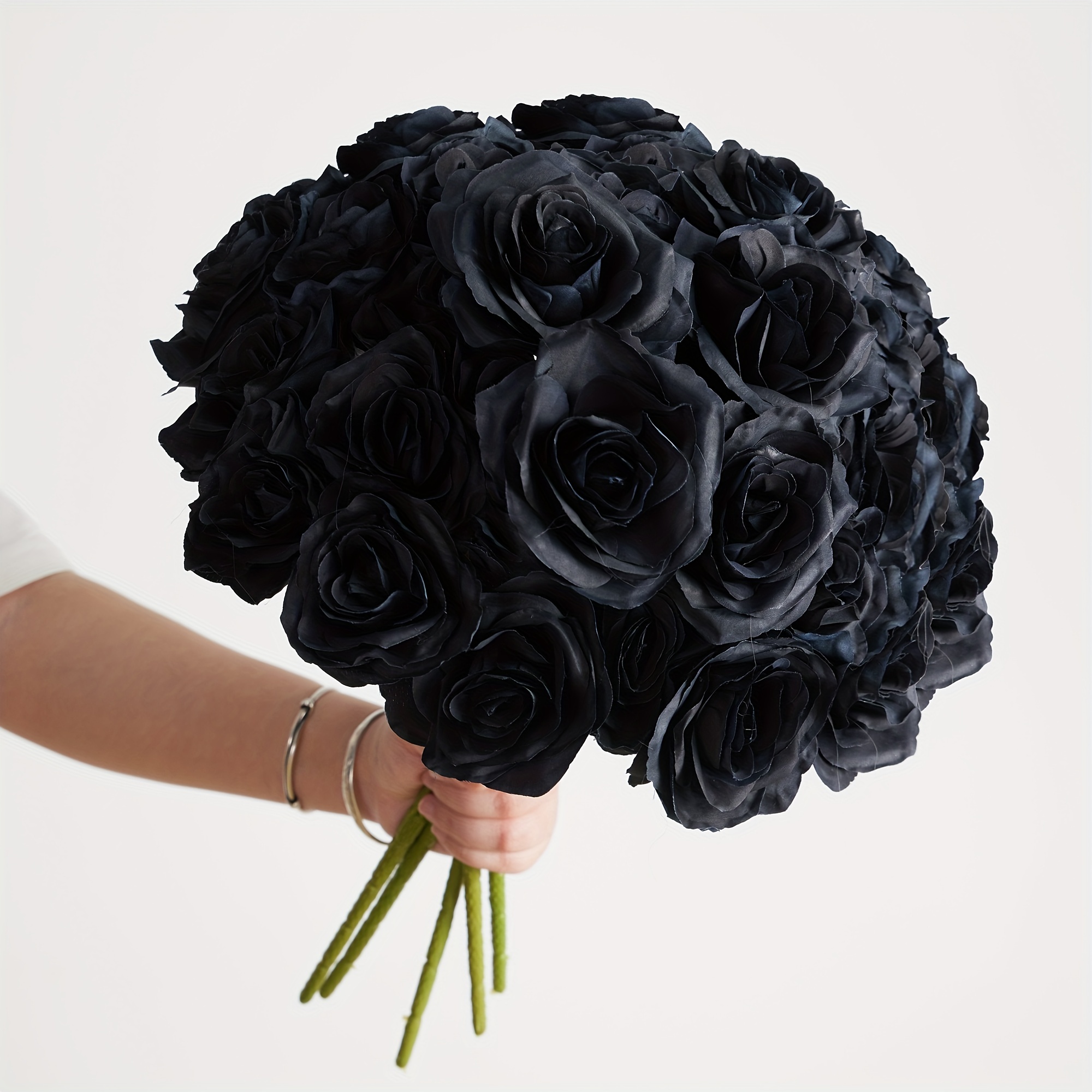 Rosa negra artificial, flor negra artificial, decoración de rosa