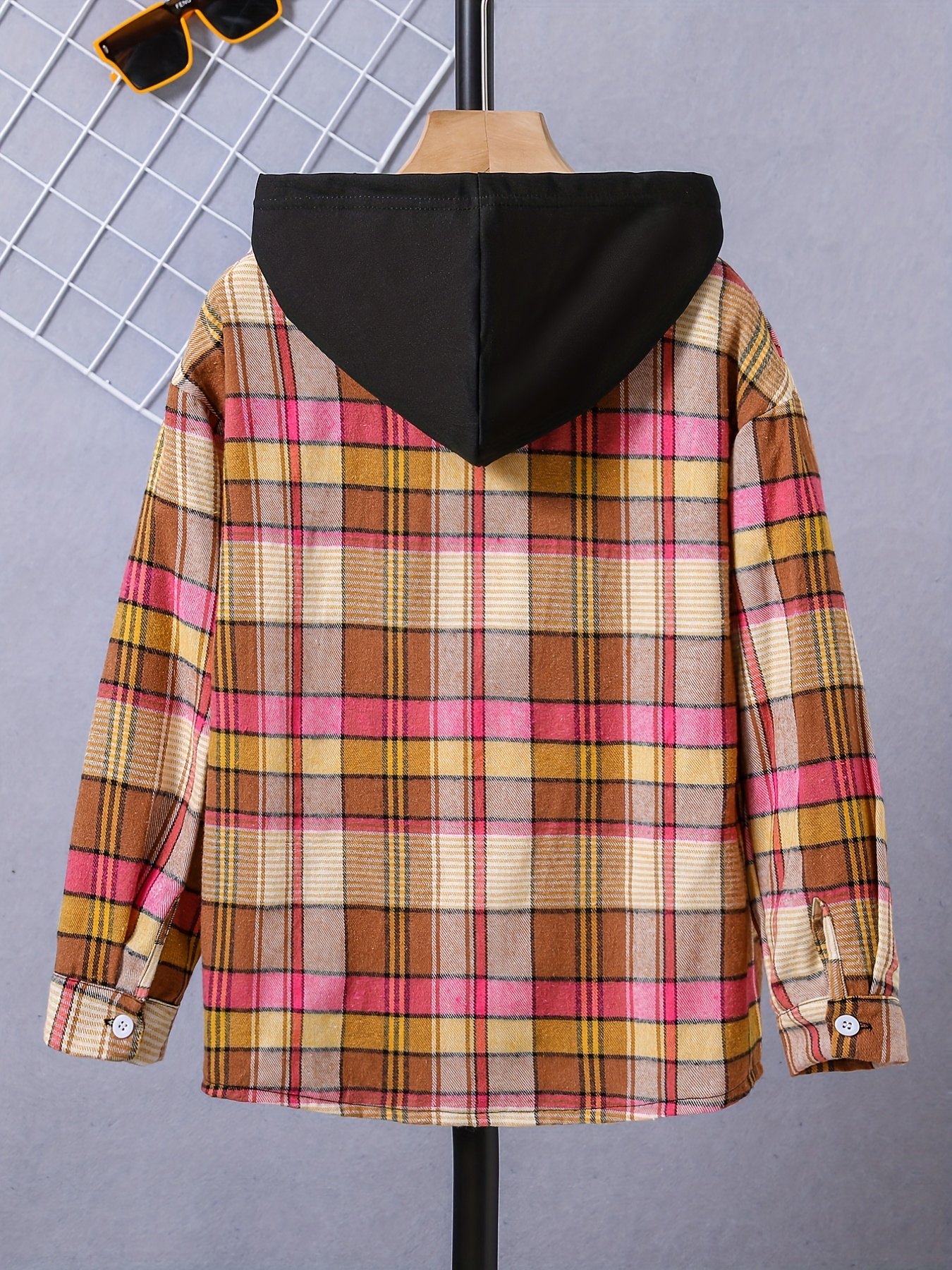 Trendy Plaid Hooded Shirts For Boys Long Sleeve Button Down Tops Spring  Fall Outwear Shirts Jacket Clothes