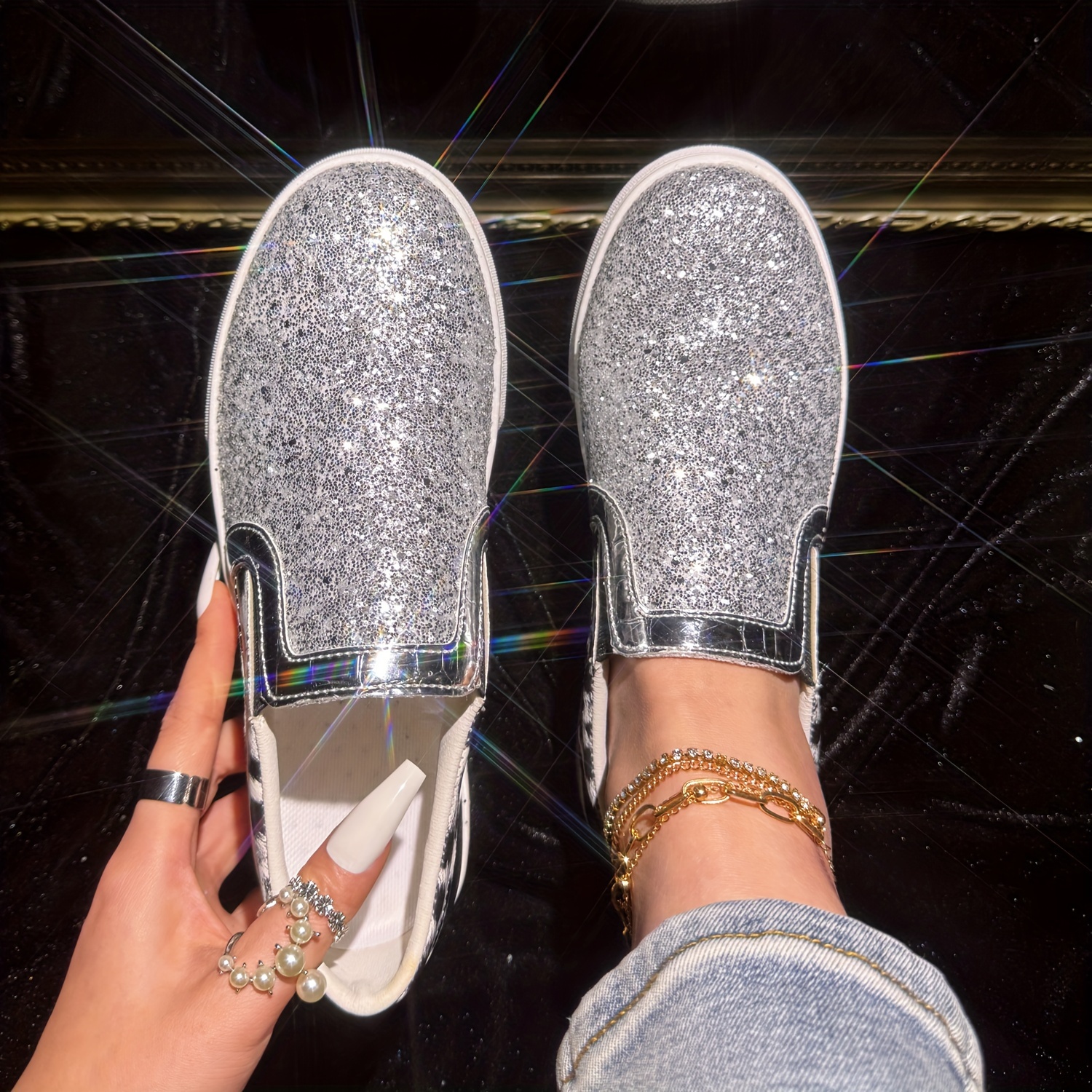 Vans womens glitter outlet shoes