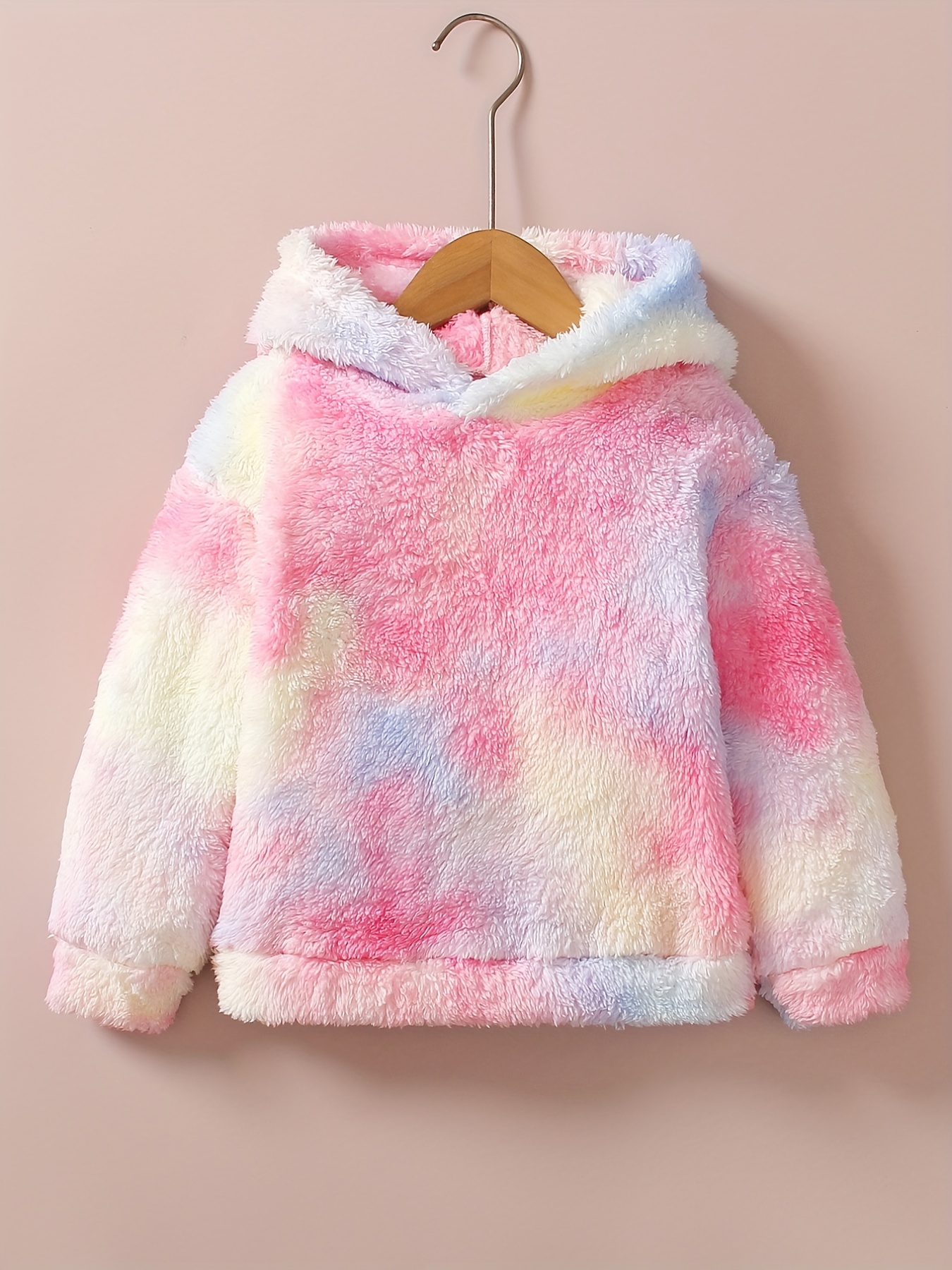 Girls Coral Fleece Tie Dye Hooded Long Sleeve Hoodie Temu