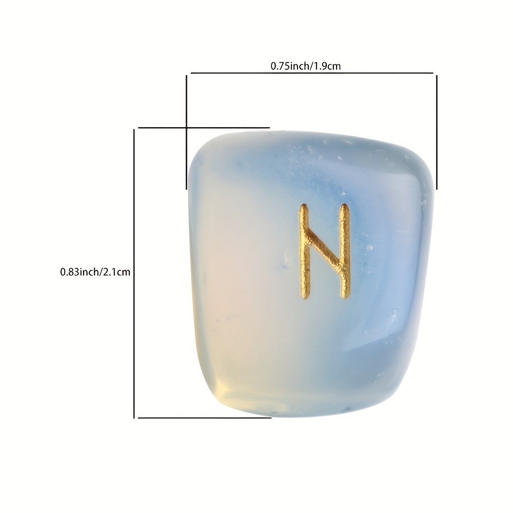 Opalite Runes Stone Set 25pcs with Storage Bag