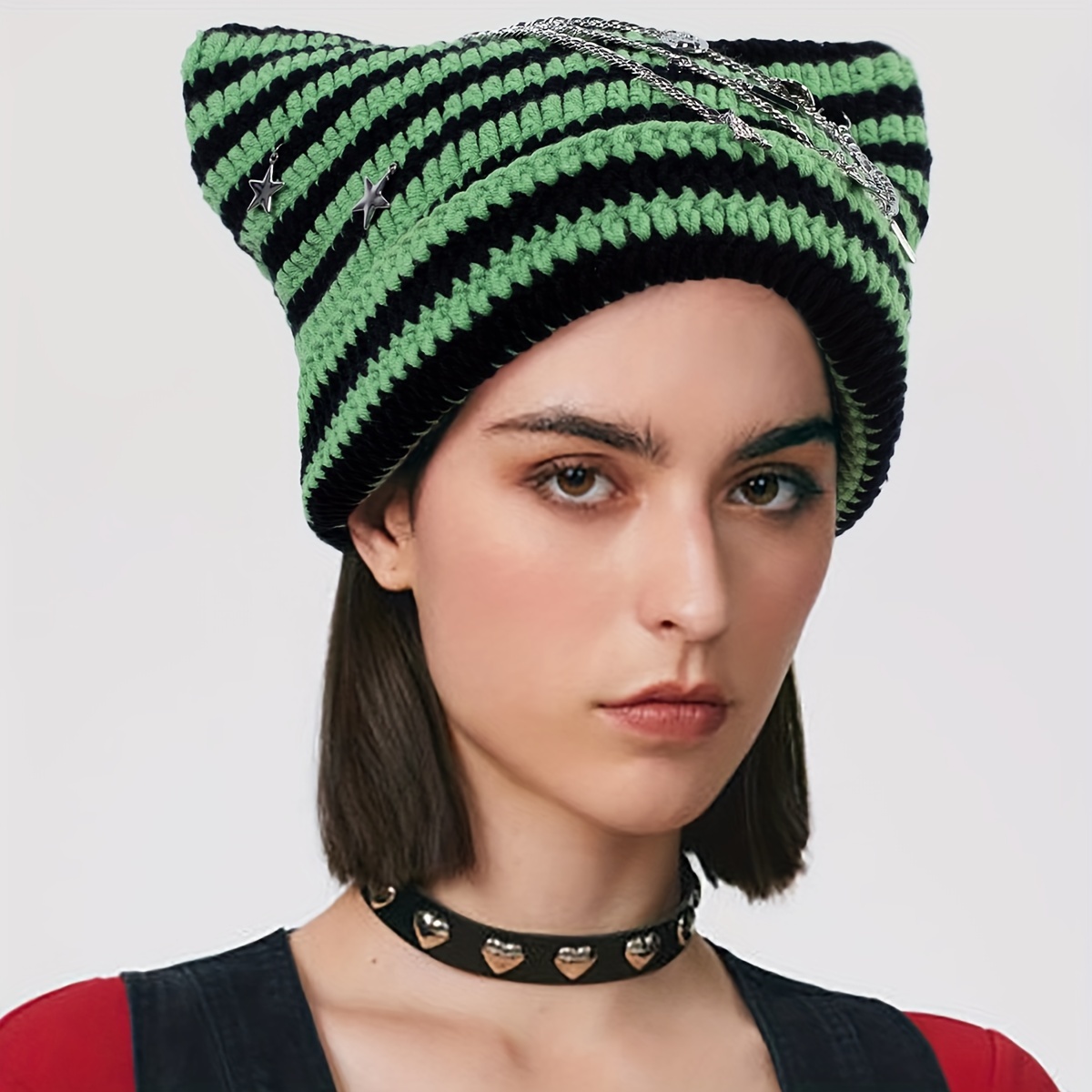 Bonnet En Tricot Torsadé Pour Femmes Y2K Oreilles De Chat - Temu