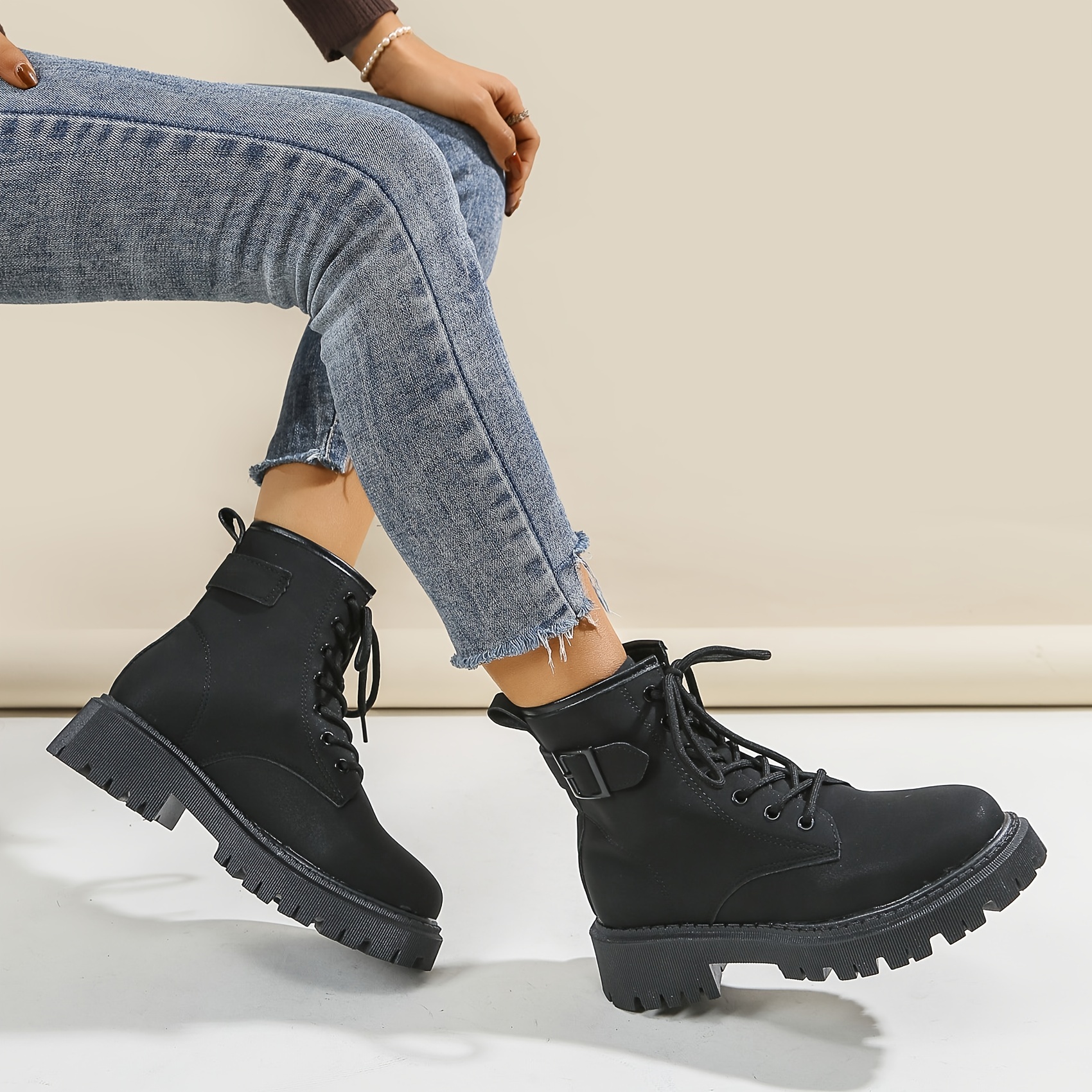 Matte black combat outlet boots