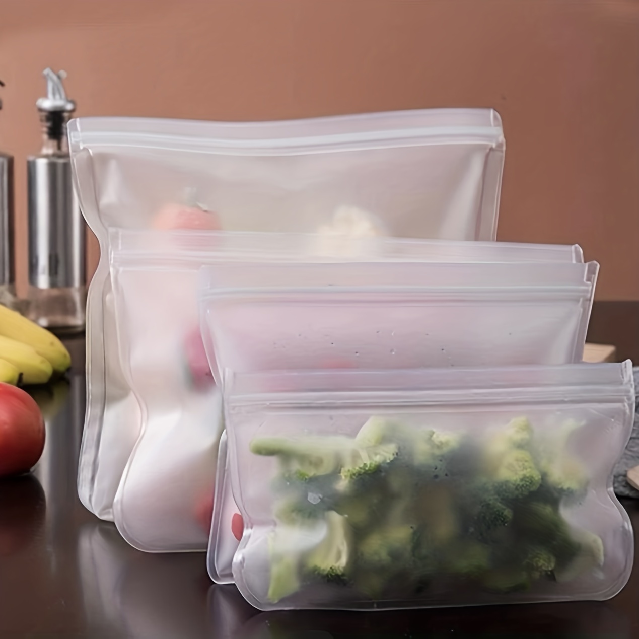 Bolsas reutilizables para aperitivos, extragruesas, bolsas de congelador de  tamaño de galón, bolsas de almacenamiento de alimentos con cierre