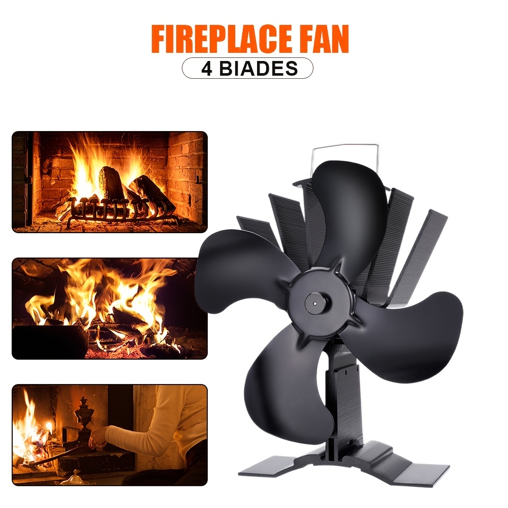 4 Blades Heat Powered Stove Fan for Wood Stove/Log Burner