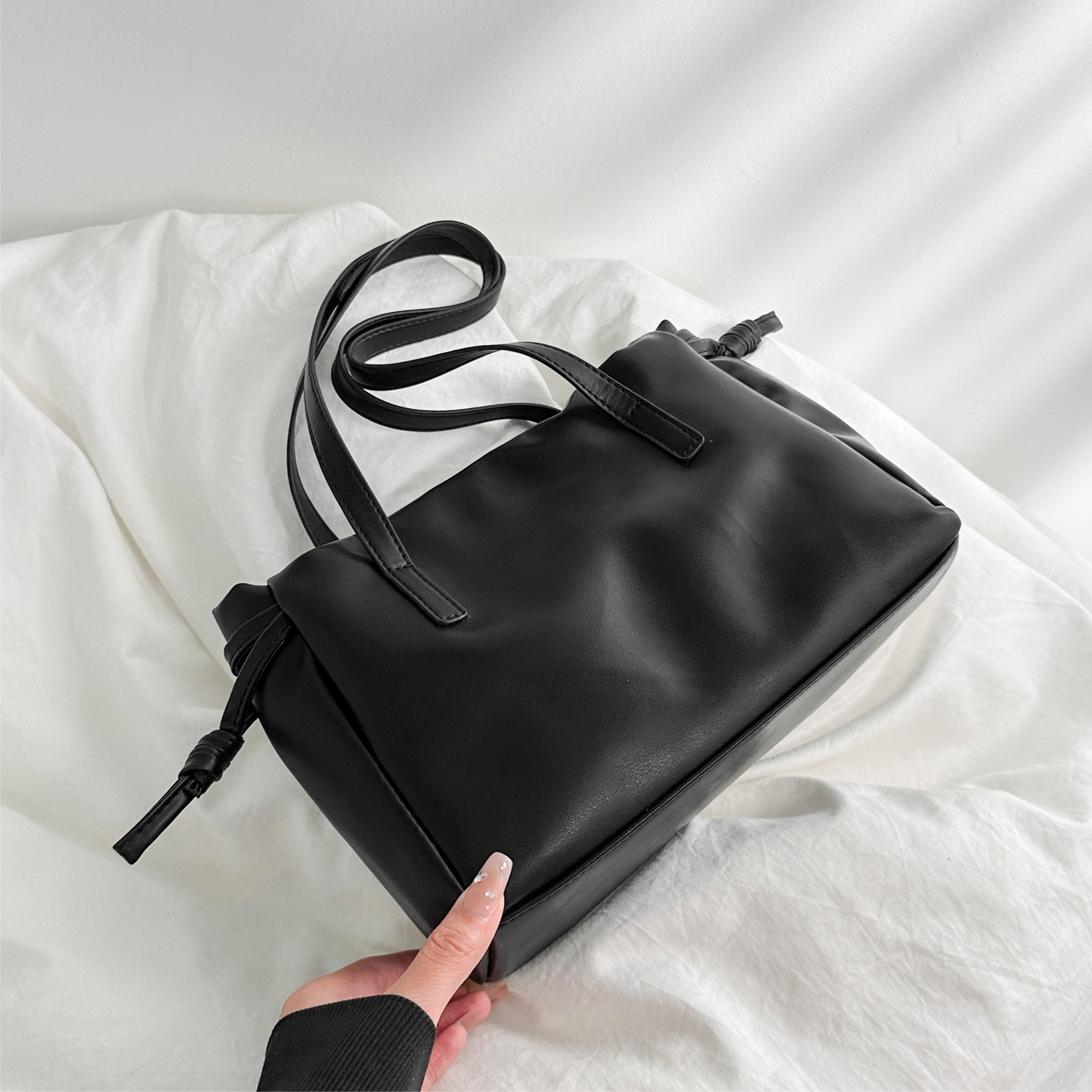 Minimalist Double patent-leather shoulder bag