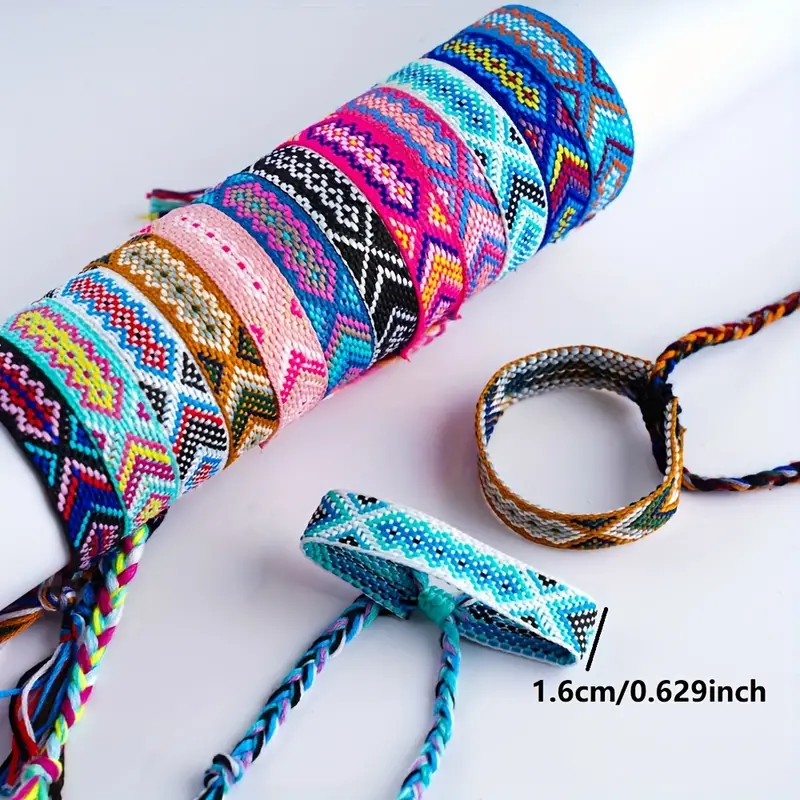 BB-346 Bulk Buy Colorful String Bracelets Woven Friendship Bracelet  Adjustable Rope with Lucky Knots 50pcs