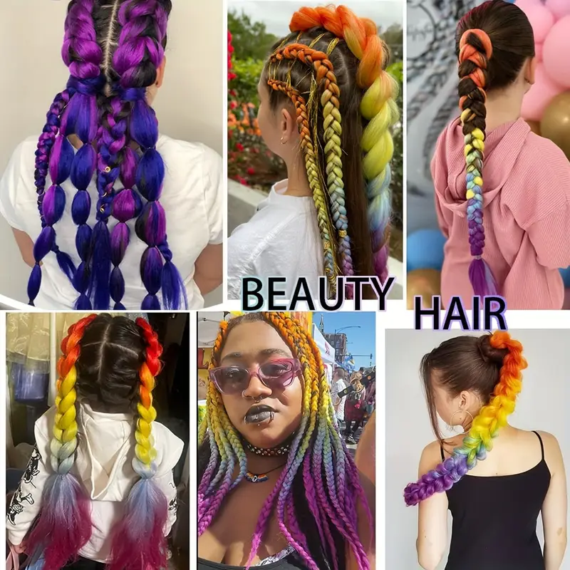 Y2k Rave Hairstyle Braids Hair Synthetic Hair Super Jumbo Hair Braids  Synthetic Yaki Texture Ombre Jumbo Braiding Hair Extensions:diy Various  Braided Hairstyles - Temu