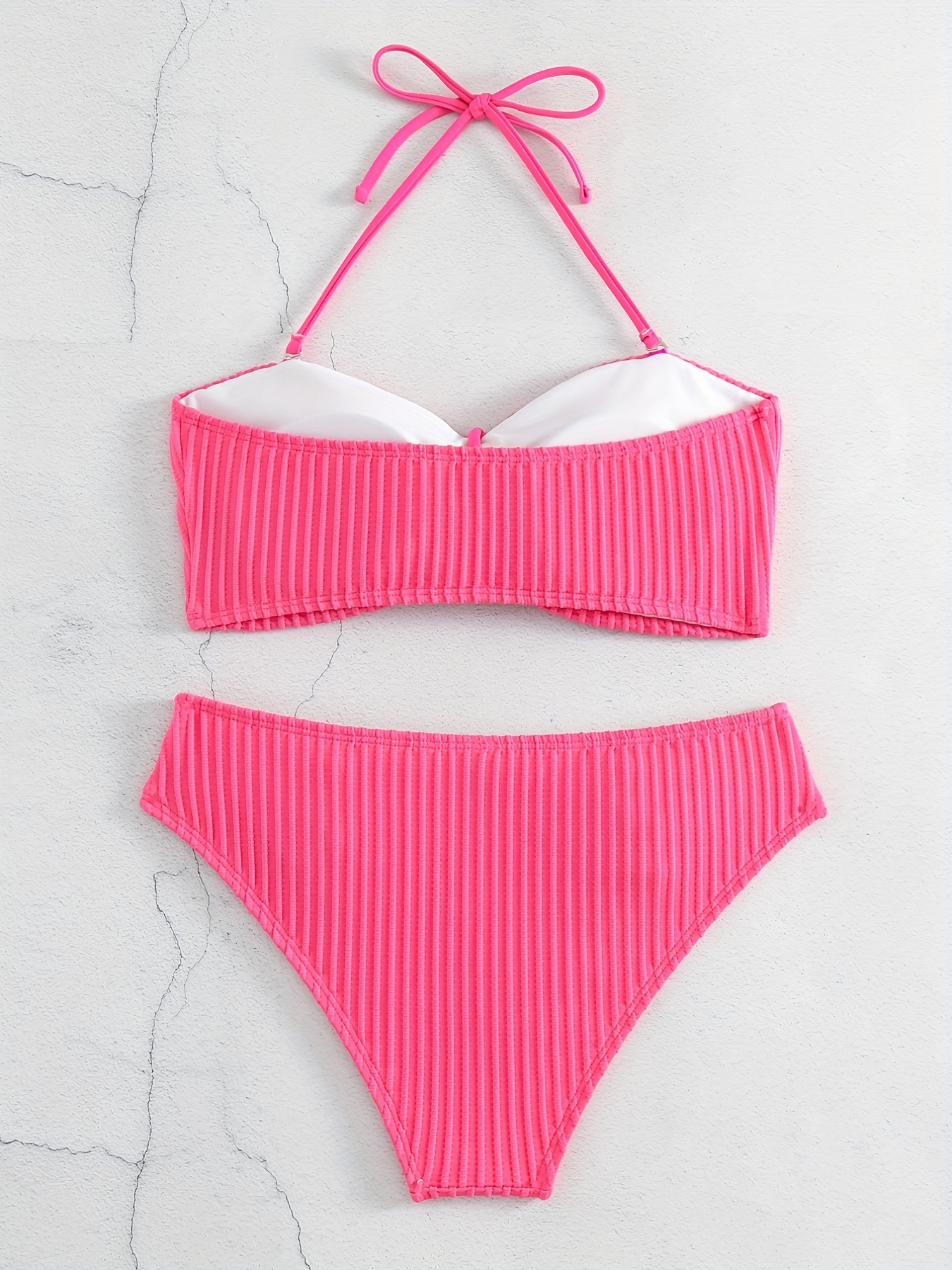 Ribbed Seamless Halter Bra // Light Pink – Bacon Bikinis