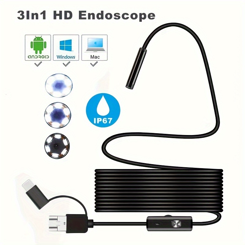 1080P HD Mini Android Endoscope Camera 1M 2M 3M 3.5M 5M MicroUSB/USB/TYPE C  Inspection Video Camera Snake Borescope Tube