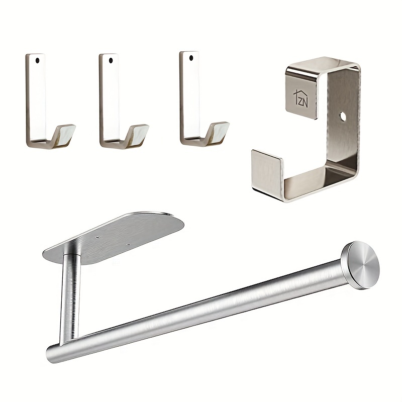 1pc Towel Holders, Paper Towels Rolls, Paper Towels Bulk, Self-Adhesive Under Cabinet, Both Available in Adhesive and Screws, Stainless Steel Paper